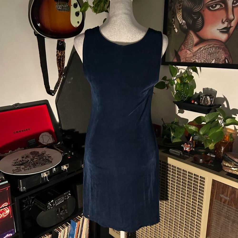 Vintage Rabbit Rabbit Rabbit Dark Sapphire Blue Dress. - Picture 4 of 8